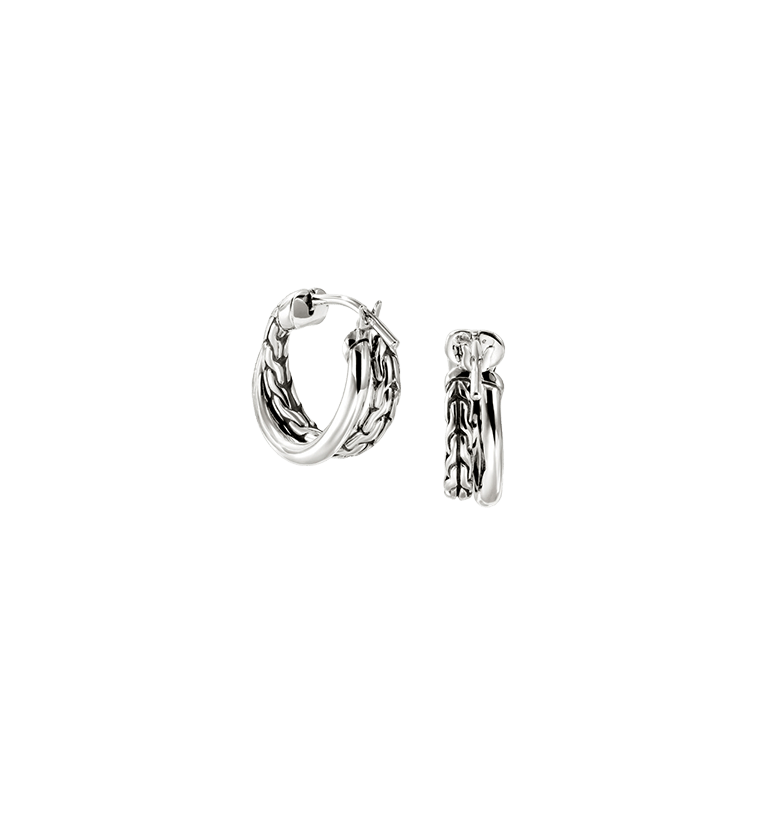 John Hardy Essentials Sterling Silver Crossover Hoop Earrings