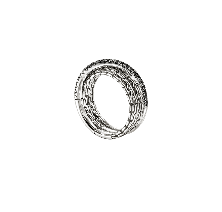 John Hardy Essentials Sterling Silver Treated Black Sapphire Crossover Ring