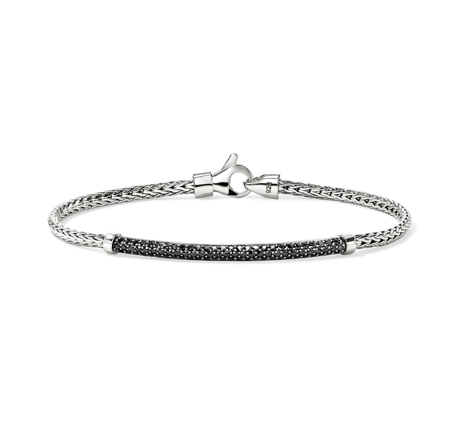 John Hardy Essentials Sterling Silver Bracelet with Treated Black Sapphire