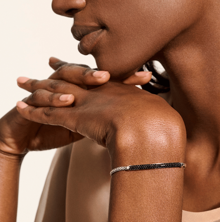 John Hardy Essentials Sterling Silver Bracelet with Treated Black Sapphire