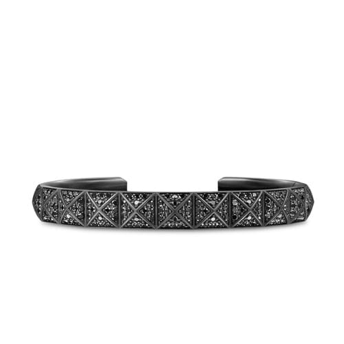 David Yurman Pyramid Cuff Bracelet in Black Titanium with Black Diamonds, 9.3mm, Size Medium
