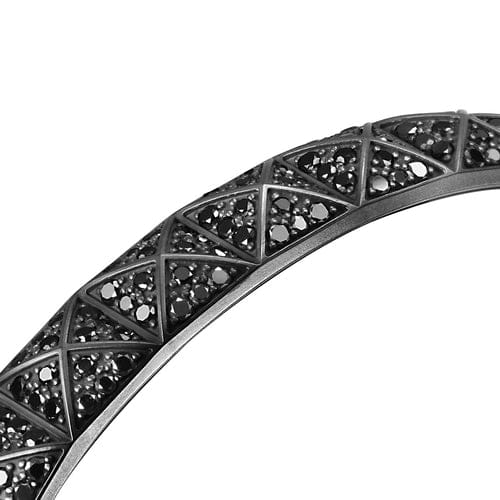 David Yurman Pyramid Cuff Bracelet in Black Titanium with Black Diamonds, 9.3mm, Size Medium