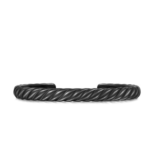 David Yurman Sculpted Cable Cuff Bracelet in Black Titanium, 7mm, Size Medium