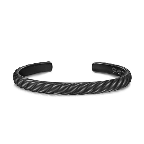 David Yurman Sculpted Cable Cuff Bracelet in Black Titanium, 7mm, Size Medium