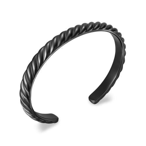 David Yurman Sculpted Cable Cuff Bracelet in Black Titanium, 7mm, Size Medium