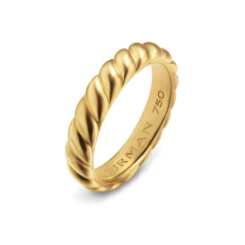 David Yurman Sculpted Cable Band Ring in 18K Yellow Gold, 5mm, Size 10