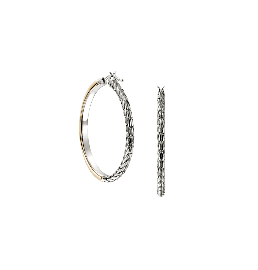 John Hardy Essentials Mixed Metals Hoop Earrings, 30mm