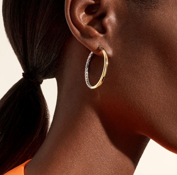 John Hardy Essentials Mixed Metals Hoop Earrings, 30mm