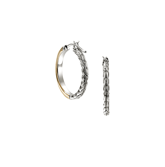 John Hardy Essentials Mixed Metals Hoop Earrings, 18mm