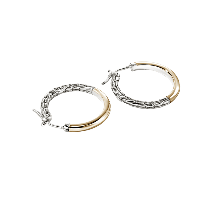 John Hardy Essentials Mixed Metals Hoop Earrings, 18mm