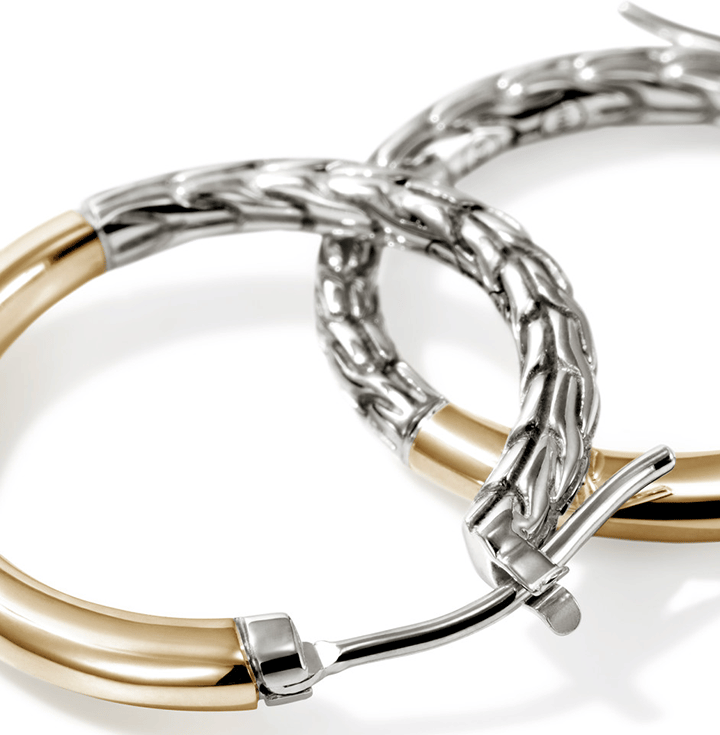 John Hardy Essentials Mixed Metals Hoop Earrings, 18mm