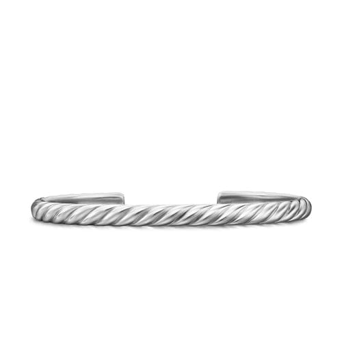 David Yurman Sculpted Cable Cuff Bracelet in 18K White Gold, 5.5mm, Size Medium
