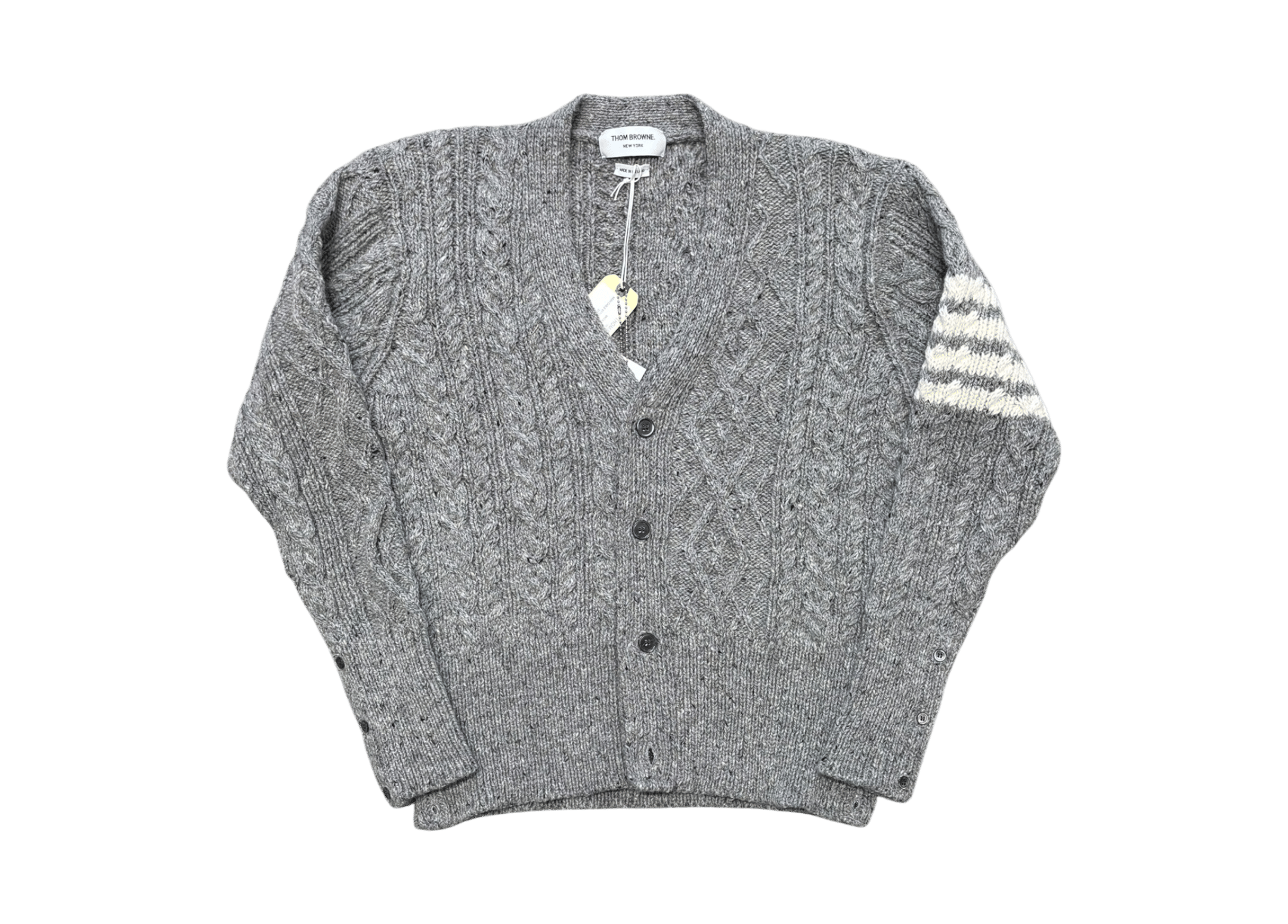 Thom Browne Cardigan Aran Stitch Woman Grey COND NEW