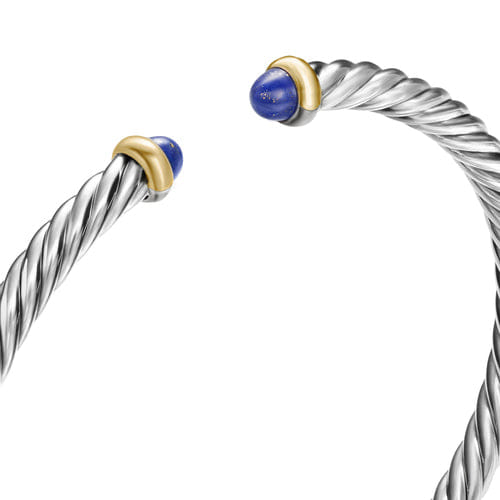 David Yurman Cable Flex Bracelet in Sterling Silver with 14K Yellow Gold and Lapis Lazuli, 4mm