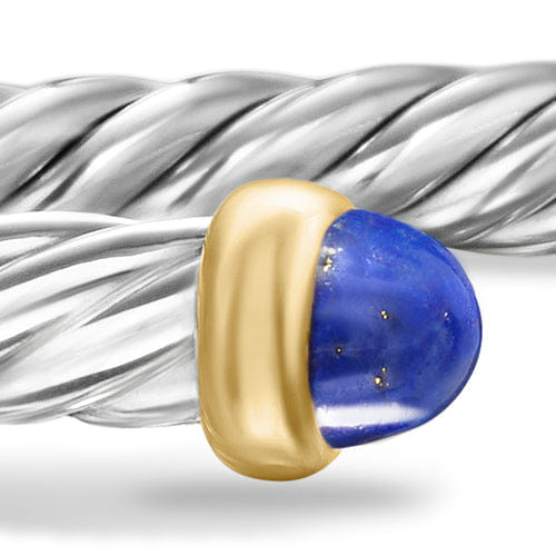 David Yurman Cable Flex Bracelet in Sterling Silver with 14K Yellow Gold and Lapis Lazuli, 4mm