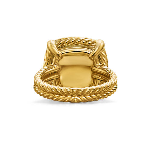 David Yurman Chatelaine Pavé Bezel Ring in 18K Yellow Gold with Blue Topaz and Diamonds, 14mm