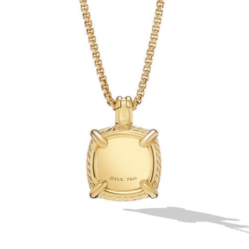 David Yurman Chatelaine Pavé Bezel Pendant Necklace in 18K Yellow Gold with Blue Topaz and Diamonds, 14mm