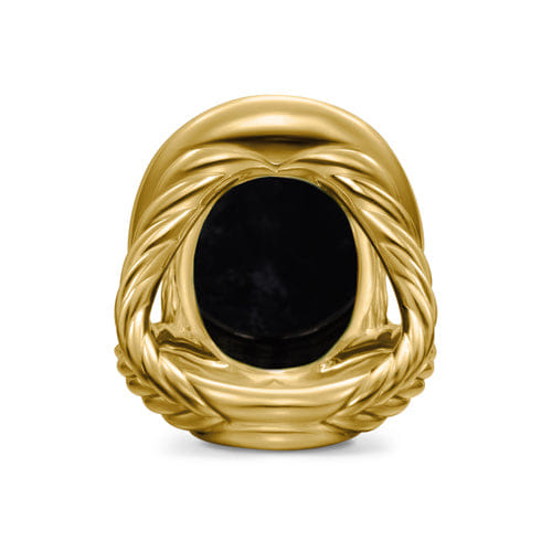 David Yurman Albion Oval Ring in 18K Yellow Gold with Black Onyx and Diamonds, 21mm
