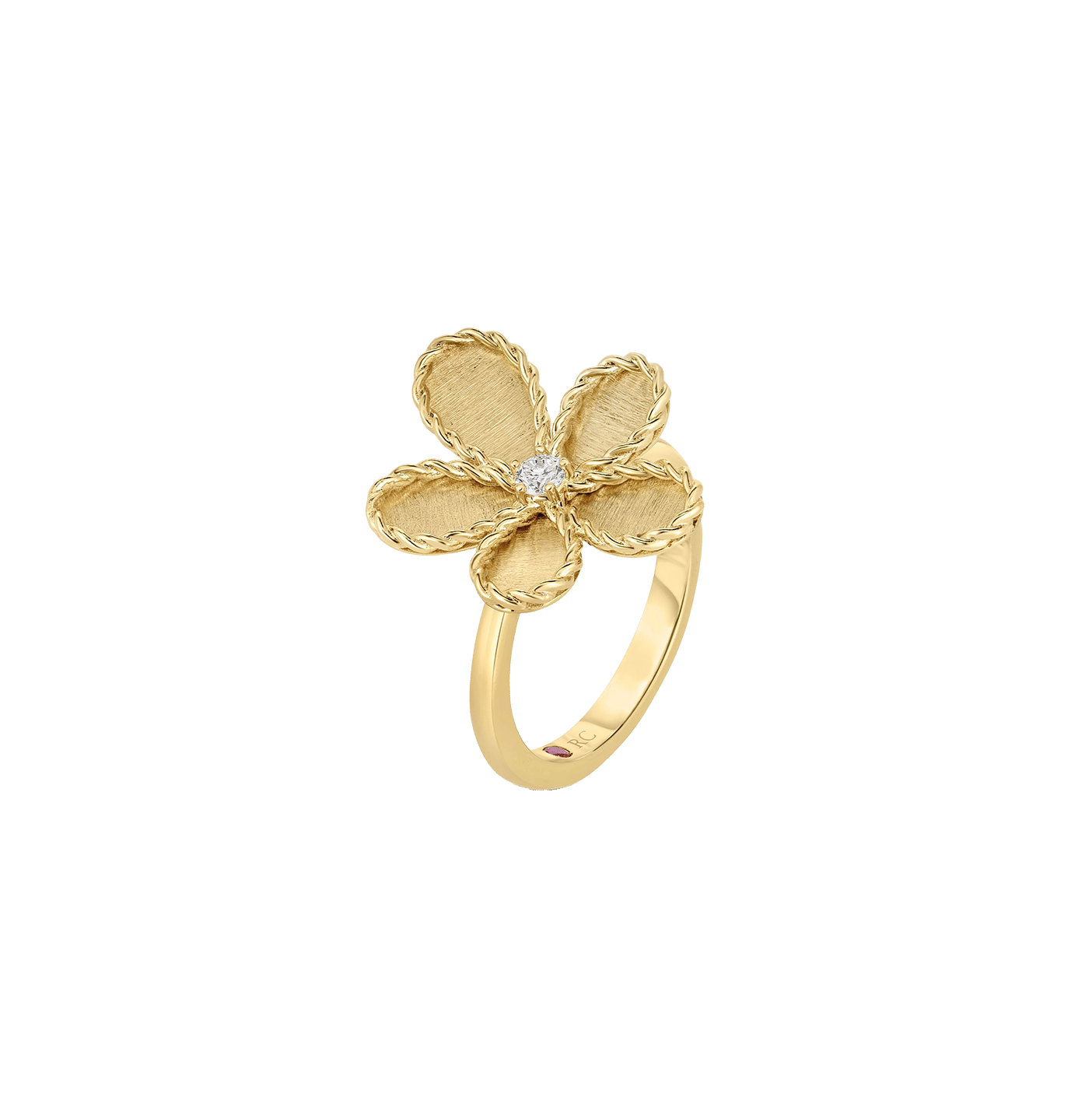 Roberto Coin Yellow Gold Flower Ring with Diamonds