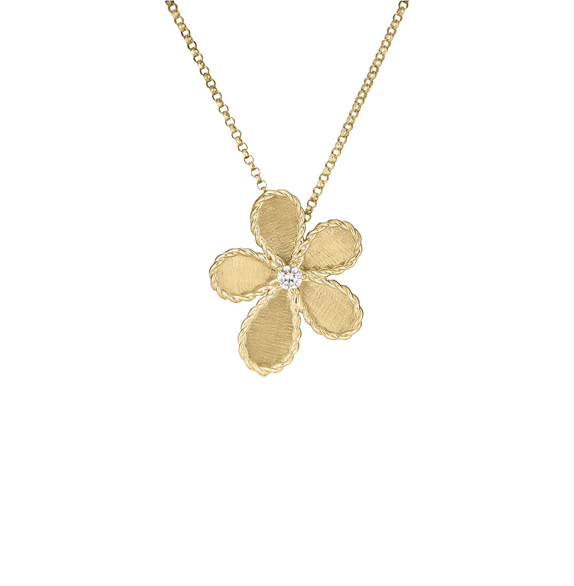 Roberto Coin Yellow Gold Flower Necklace with Diamonds