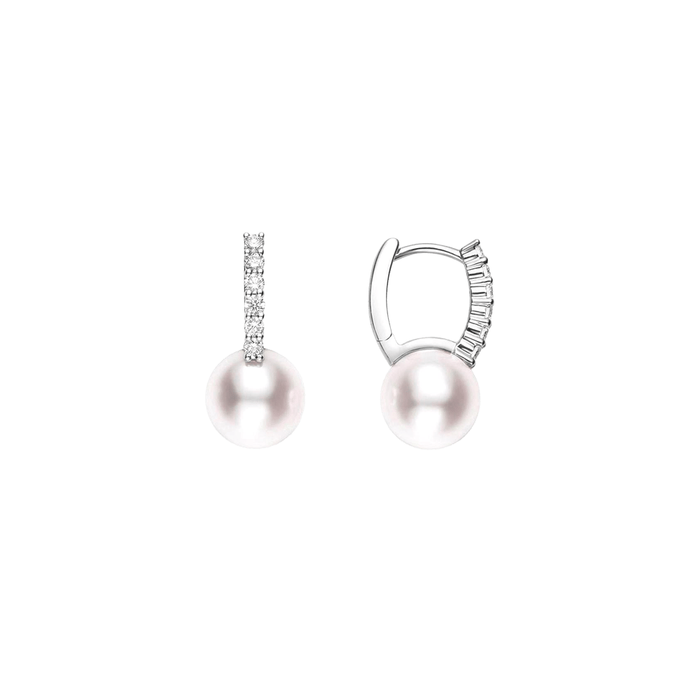 Mikimoto Akoya A+ 8mm Pearl and Diamond Earrings