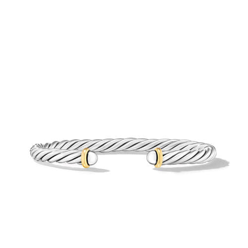 David Yurman Cable Cuff Bracelet in Sterling Silver with 14K Yellow Gold, Size Medium