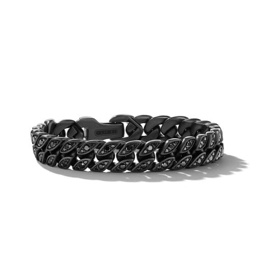 David Yurman Curb Chain Bracelet in Black Titanium with Black Diamonds, 11.5mm