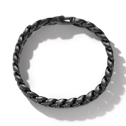 David Yurman Curb Chain Bracelet in Black Titanium with Black Diamonds, 11.5mm
