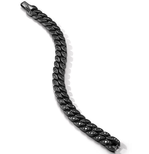 David Yurman Curb Chain Bracelet in Black Titanium with Black Diamonds, 11.5mm