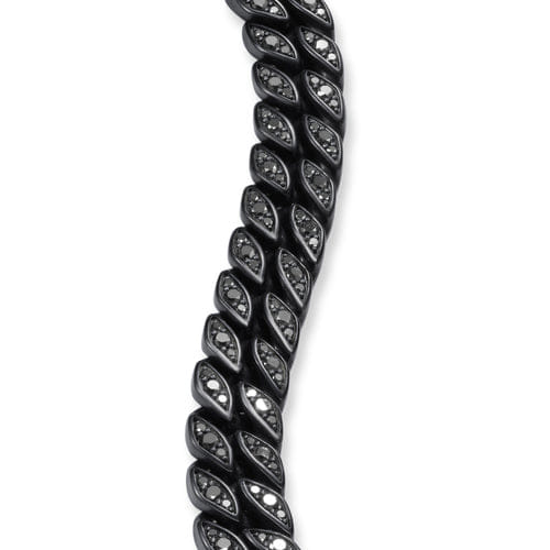 David Yurman Curb Chain Bracelet in Black Titanium with Black Diamonds, 11.5mm