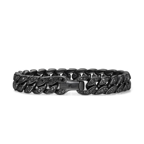 David Yurman Curb Chain Bracelet in Black Titanium with Black Diamonds, 11.5mm