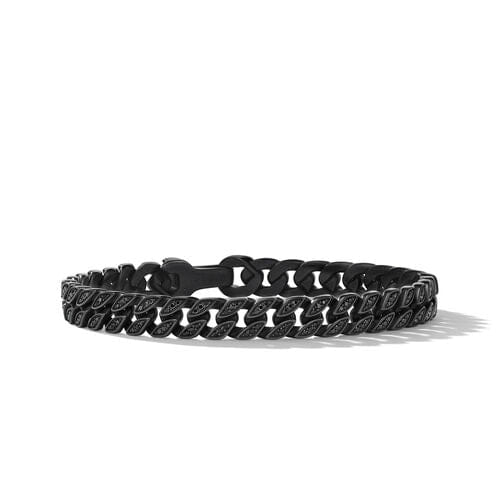 David Yurman Curb Chain Bracelet in Black Titanium with Black Diamonds, 8mm