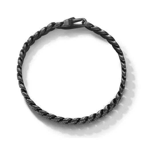 David Yurman Curb Chain Bracelet in Black Titanium with Black Diamonds, 8mm