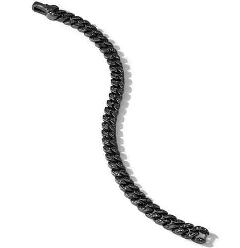 David Yurman Curb Chain Bracelet in Black Titanium with Black Diamonds, 8mm