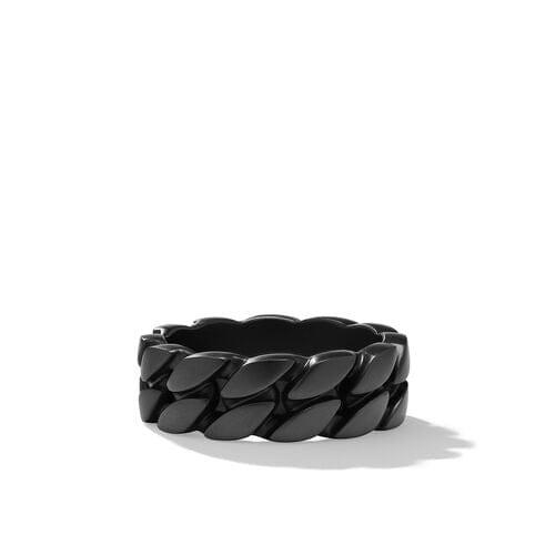 David Yurman Curb Chain Band Ring in Black Titanium, 8mm