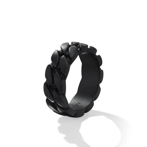 David Yurman Curb Chain Band Ring in Black Titanium, 8mm