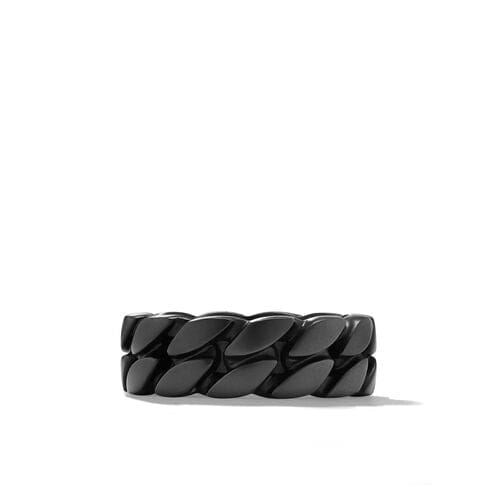 David Yurman Curb Chain Band Ring in Black Titanium, 8mm