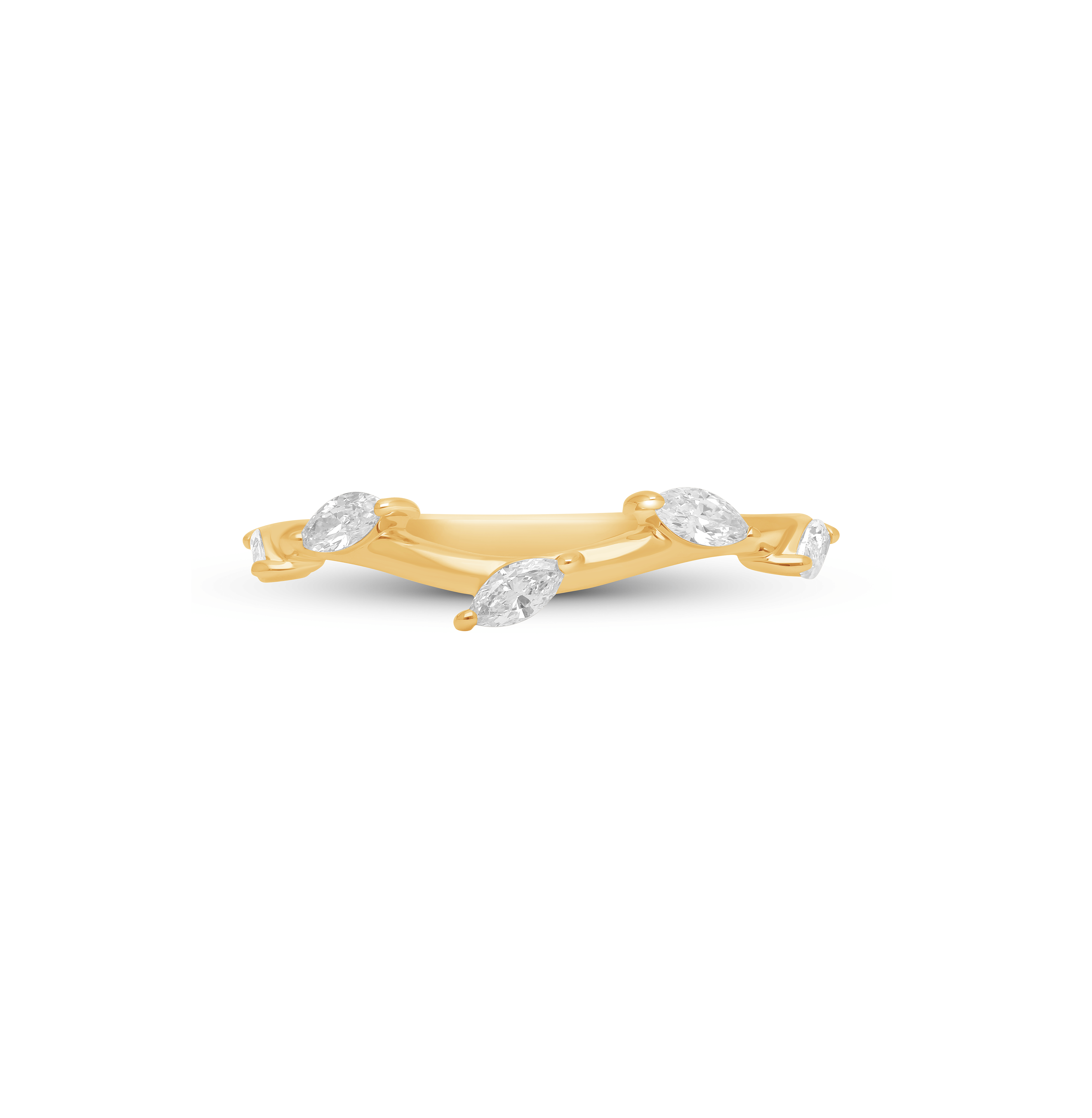 Sabel Collection Yellow Gold Marquise Diamond Curved Ring