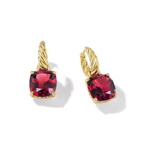 David Yurman Marbella Drop Earrings in 18K Yellow Gold with Rhodolite Garnet, 25mm