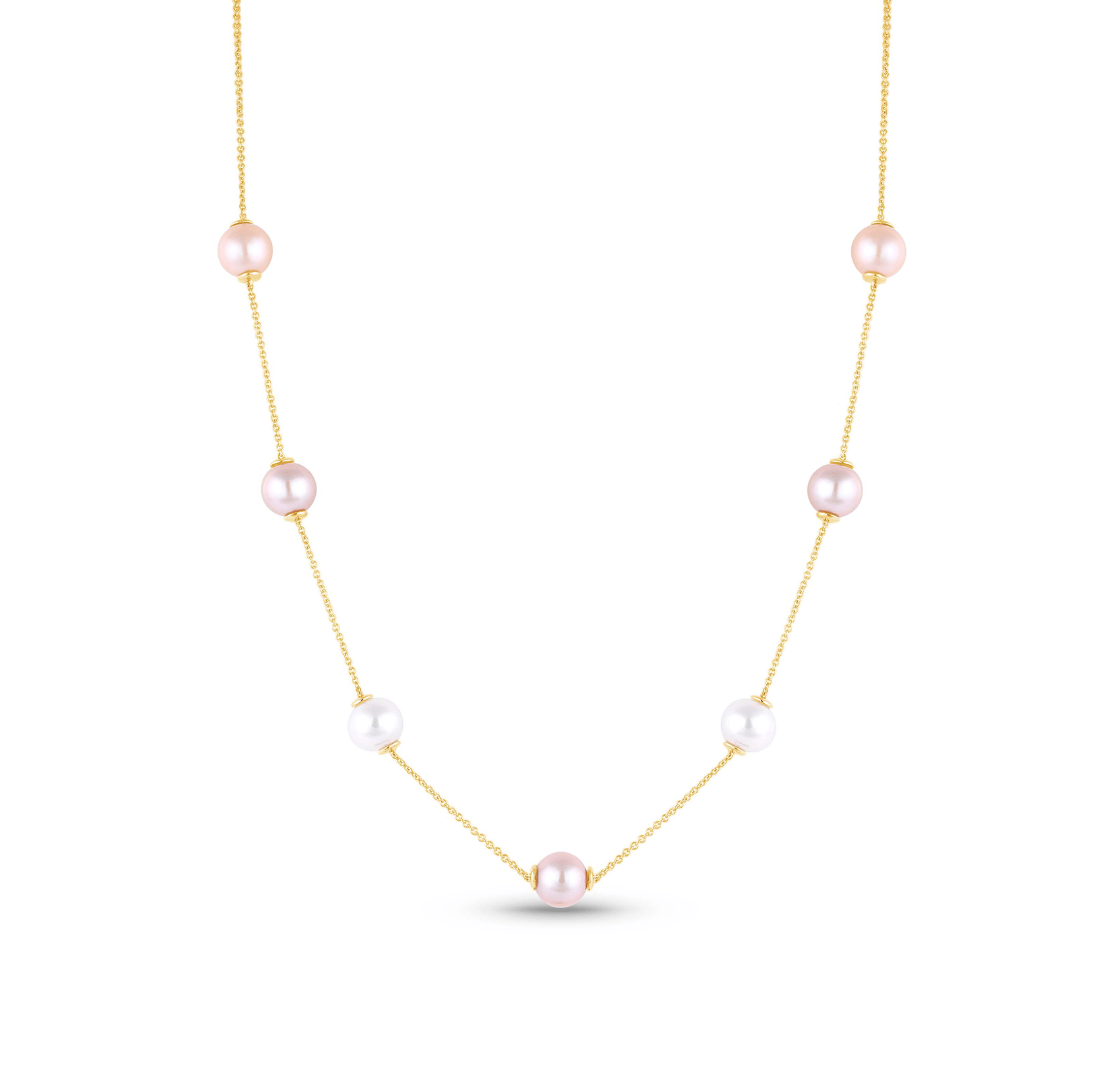 Sabel Collection Yellow Gold Pearl Station Necklace