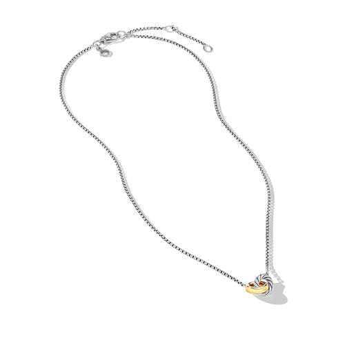 David Yurman Petite Cable Linked Necklace in Sterling Silver with 14K Yellow Gold, 15mm