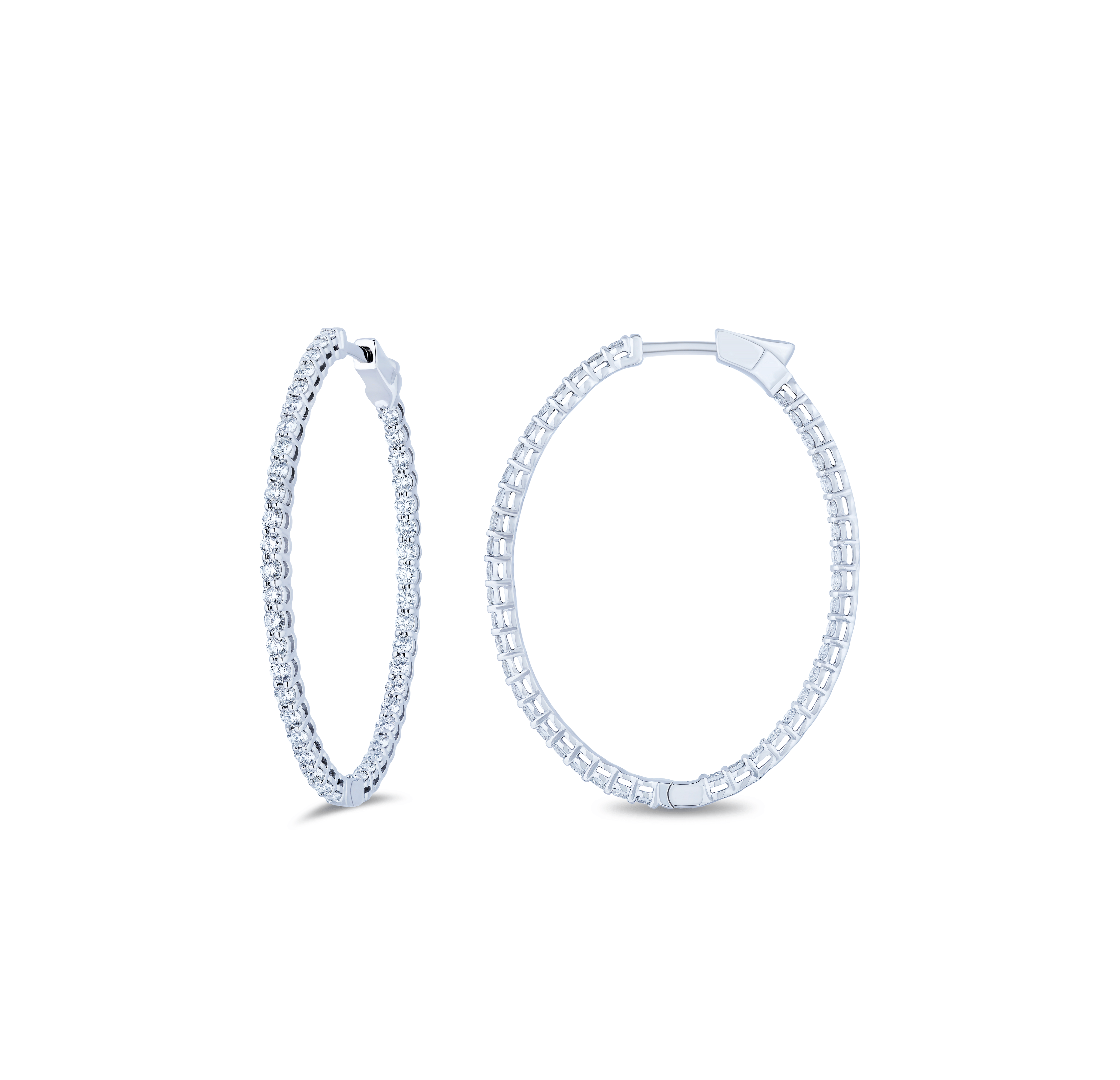Sabel Collection White Gold Inside Out Diamond Hoop Earrings