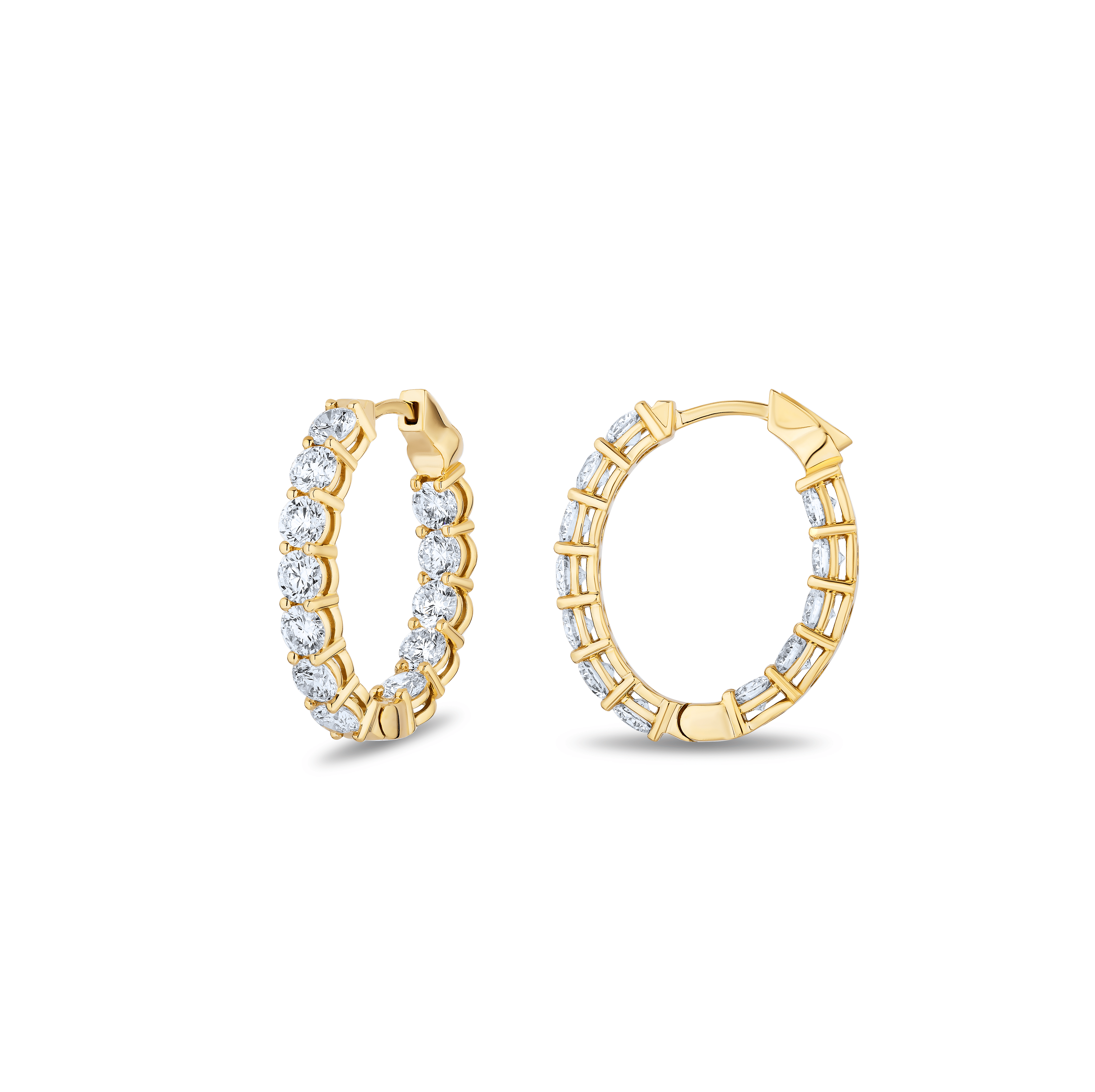 Sabel Collection Yellow Gold Inside Out Diamond Hoop Earrings