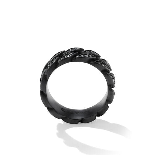 David Yurman Curb Chain Band Ring in Black Titanium with Black Diamonds, 8mm
