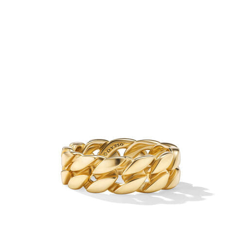 David Yurman Curb Chain Band Ring in 18K Yellow Gold, 8mm