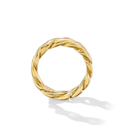 David Yurman Curb Chain Band Ring in 18K Yellow Gold, 8mm
