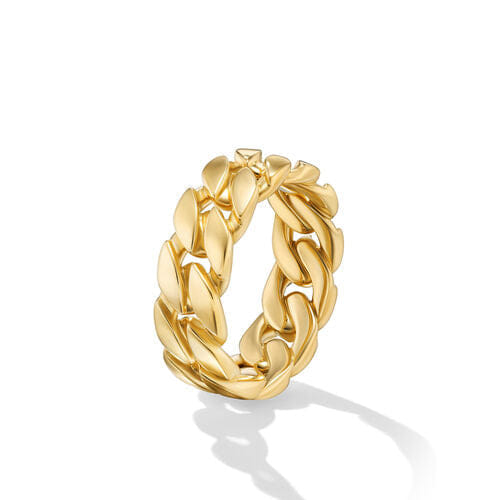 David Yurman Curb Chain Band Ring in 18K Yellow Gold, 8mm