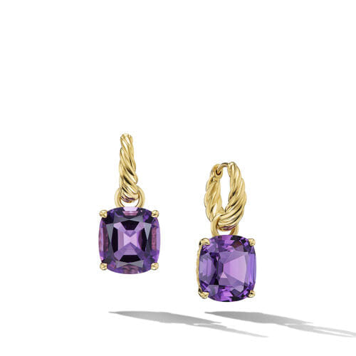 David Yurman Marbella Drop Earrings in 18K Yellow Gold with Amethyst, 25mm