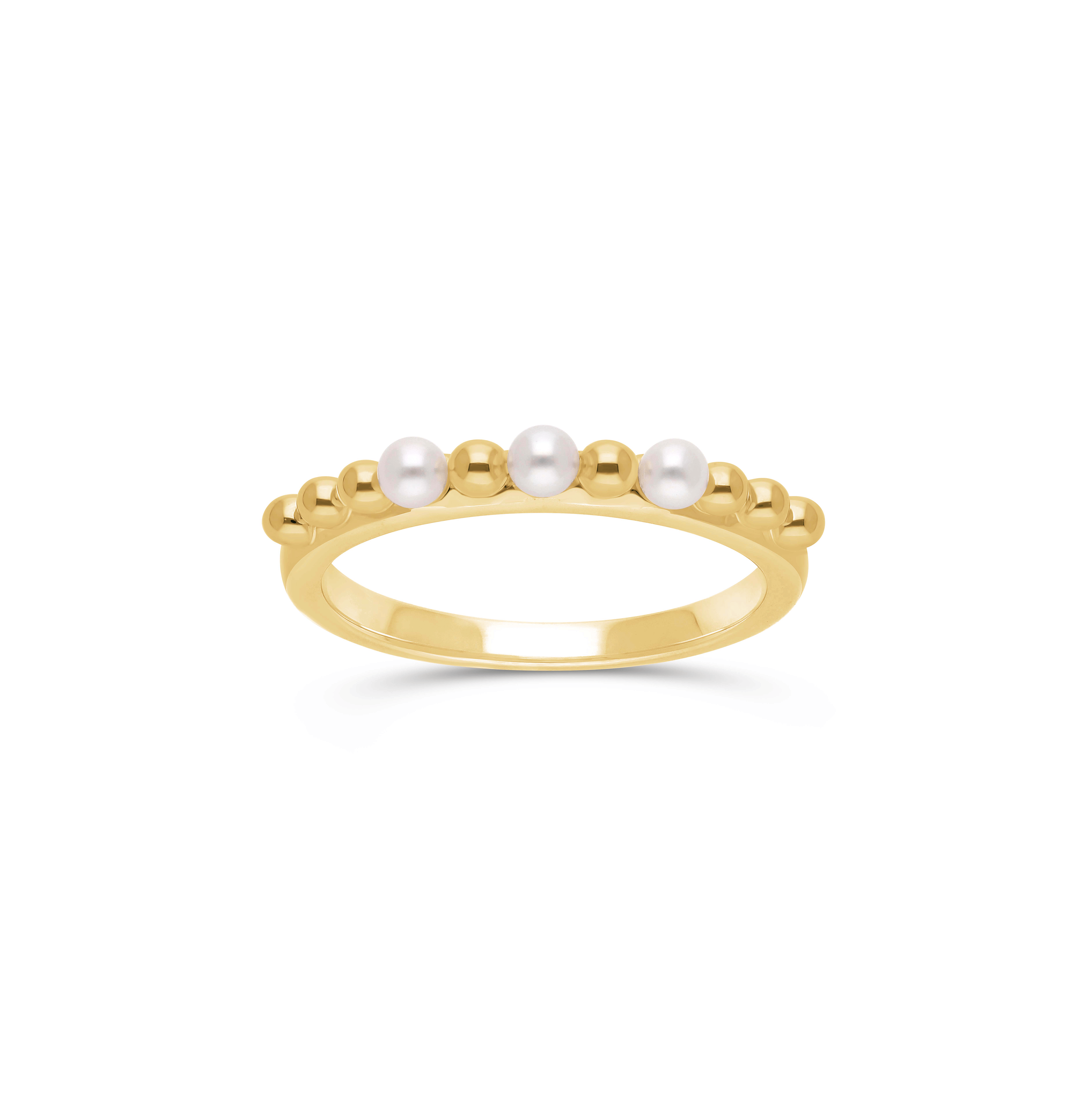 Sabel Collection Yellow Gold Bead and Pearl Ring