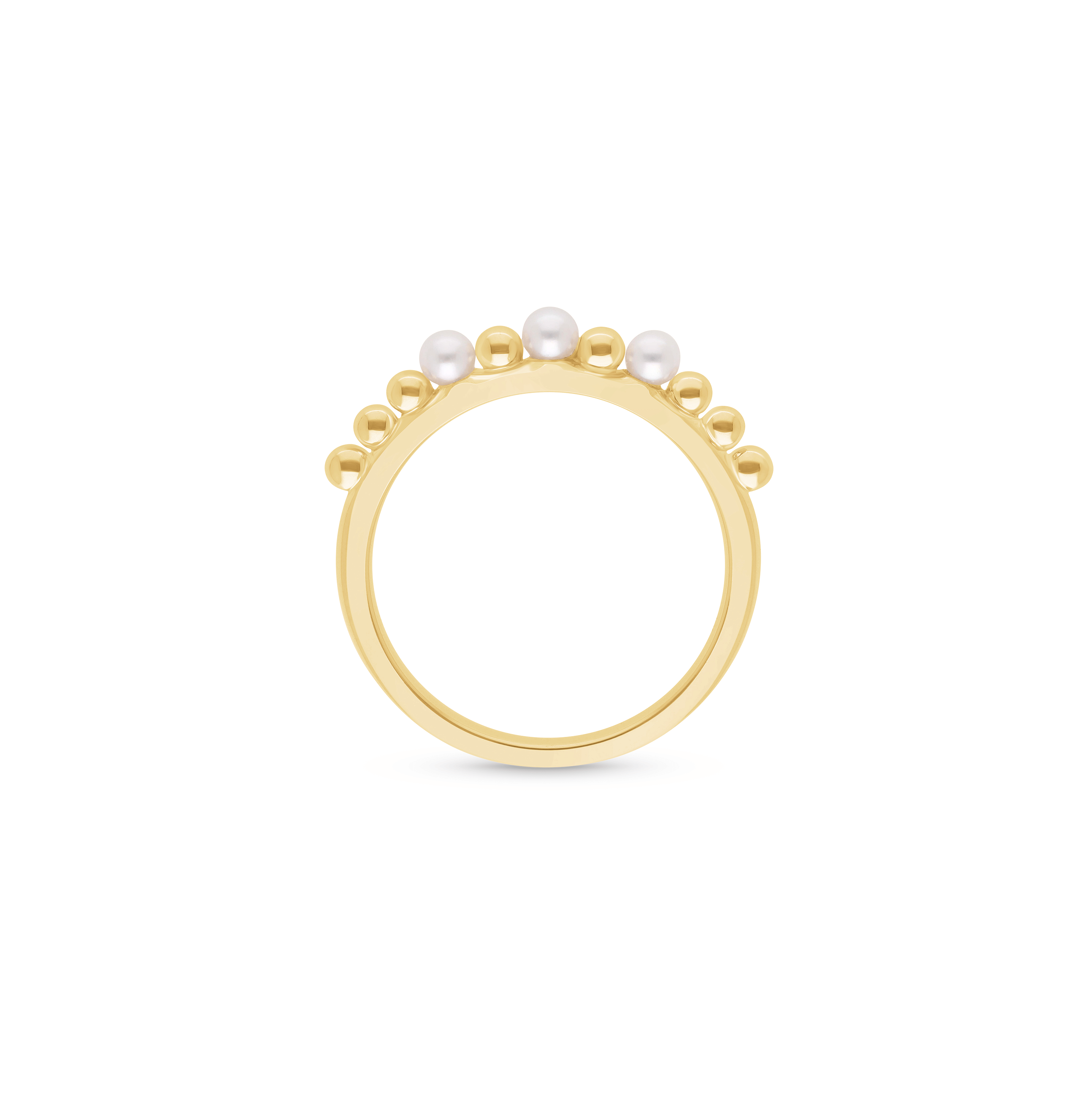 Sabel Collection Yellow Gold Bead and Pearl Ring